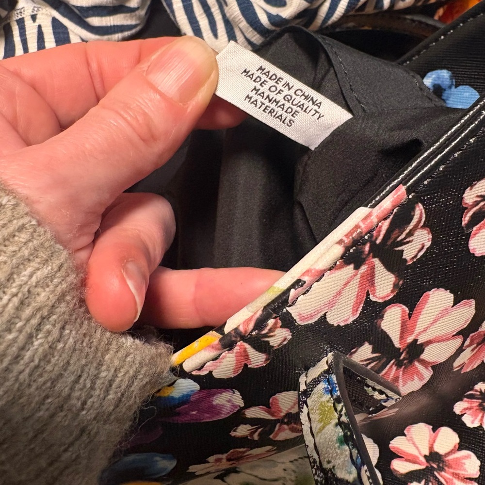Floral Black Vinyl Carry-on Tote Bag - Picture 12 of 12